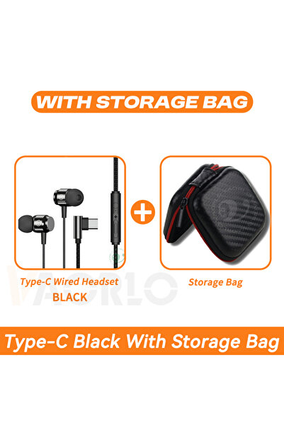 Choice TypeC Black With Bag 9D HIFI Heavy Bass Game Earphones 3.5MM AUX/Type-...