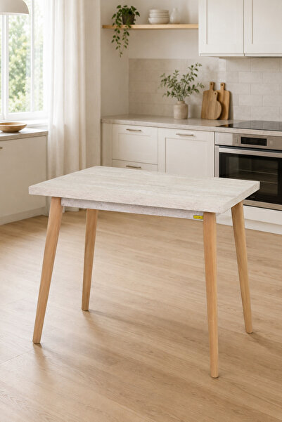 VİLİNZE Avanos Mdf Traverten Sabit Mutfak Masası - 60x90 Cm