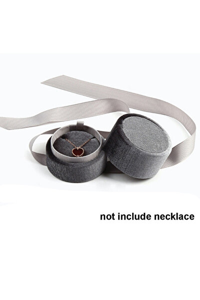 Choice grey-Pendant box pink velvet Round Bowknot jewelry box for Wedding Eng...