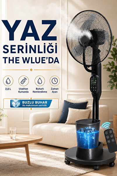 The Wlue Uzaktan Kumandalı Buzlu Vantilatör Buharlı 2.8l Nemlendirici Fan Zam...