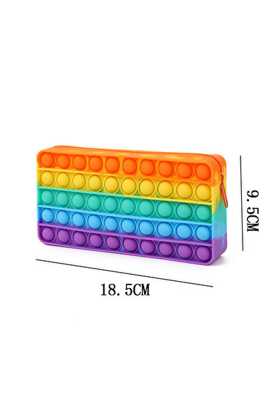 Choice Rainbow Rainbow Pencil Case Silicone Push Bubble Fidget Toys Stationer...