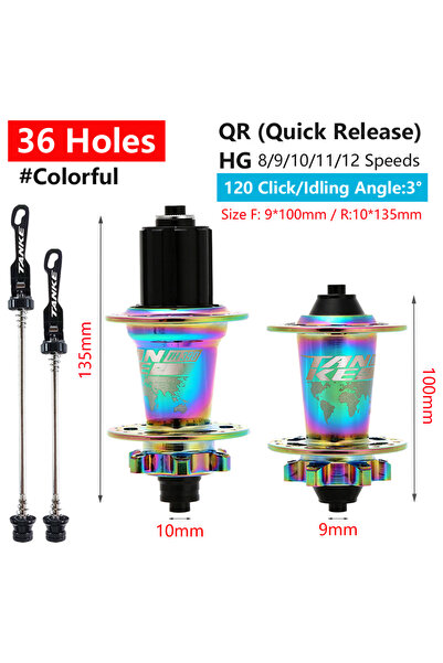 Choice 36H Colorful QR TANKE 120 Click Hub 6 Bearing MTB Mountain Bike Hub Fr...