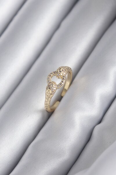 Inure Jewelry خاتم نسائي نحاسي ذهبي اللون مرصع بحجر الزركون على شكل ثعبان