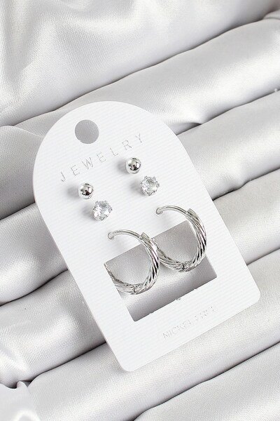 Inure Jewelry طقم أقراط نسائية مكونة من 3 أزواج من النحاس والزركون والحجر وال...