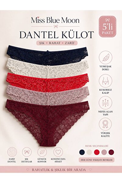 missblue moon Full Dantelli Külot 5'li 3250-1