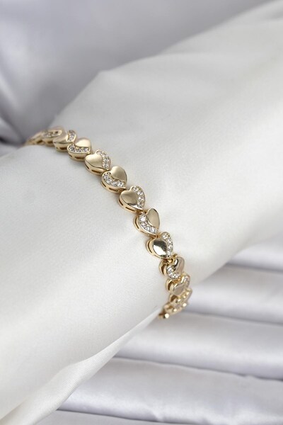 Inure Jewelry سوار نسائي من Xuping على شكل قلب باللون الذهبي