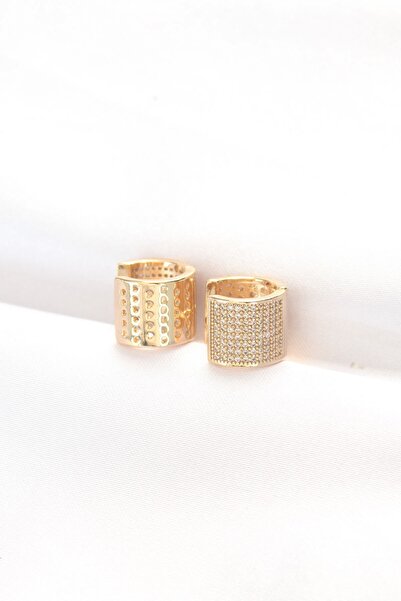 Inure Jewelry أقراط نحاسية ذهبية اللون مرصعة بالأحجار