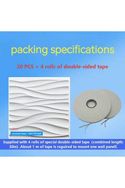 Choice14 20pcs Wh And Tape 20PCS 3D Wall Panels 30x30cm Indoor Wall Decoratio...