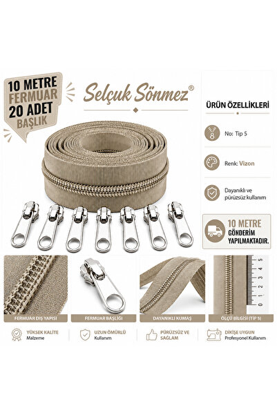 MINK COLOR 10 METER ZIPPER 20 HEADGEAR