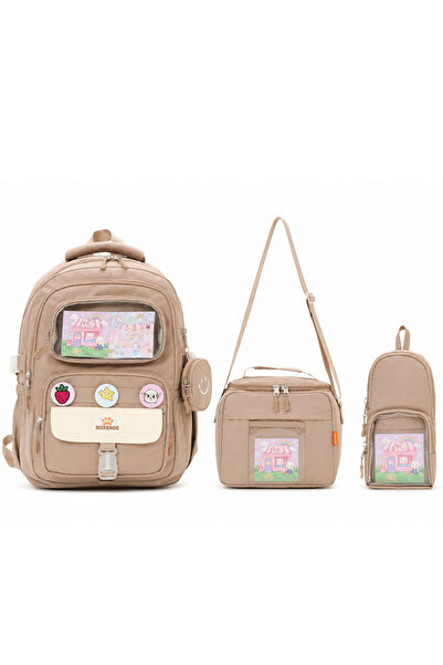Roxbros Kawaii set od 3 delova za osnovnu školu, bež torba za devojčice sa to...