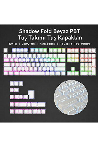 Leaven Folding Shadow Mekanik RGB Klavye PBT Tuş Seti Keycaps