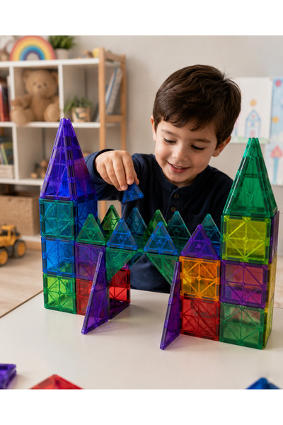 ADİL OYUNCAK 72 Parça Manyetik Yapı Blokları | Montessori Eğitici Oyuncak | 3...