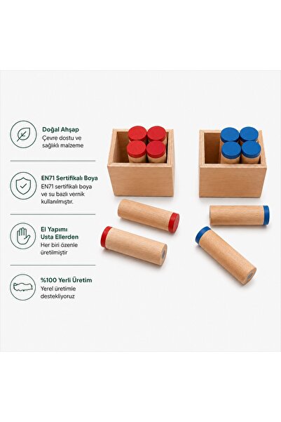 Montessori Gemisi Montessori Ses Tüpleri | Ahşap İşitsel Duyu Materyali | Ses...
