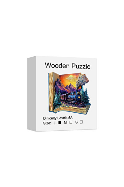 Choice L Wooden Puzzle for Adults -The train in the book Puzzle, Unique Shape...