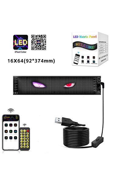 Choice 6-10W 9x37cm 16x64leds LED Car Matrix Pixel Panel RGB Truck Eyes Sign ...