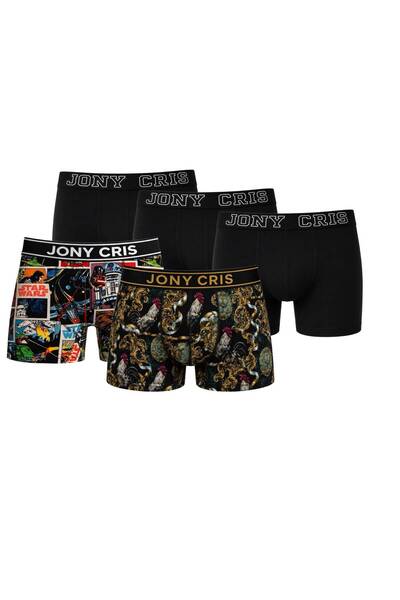 JONY CRIS Dijital Baskılı Pamuklu Desenli 6’lı Boxer Şort Erkek