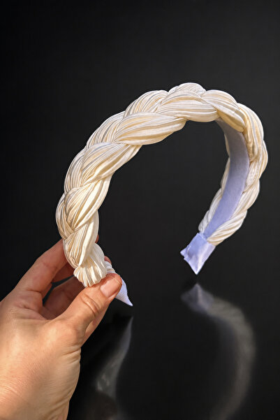 ByMerve Bym406 Modern Pleated Weave White Women's Hair Crown Soft Stylish Dai...