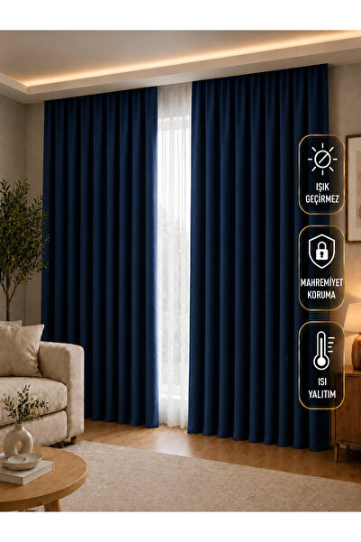 NS Ehli Tacir Navy Blue Light-Proof Blackout Blackout Thermal Heat Insulated ...