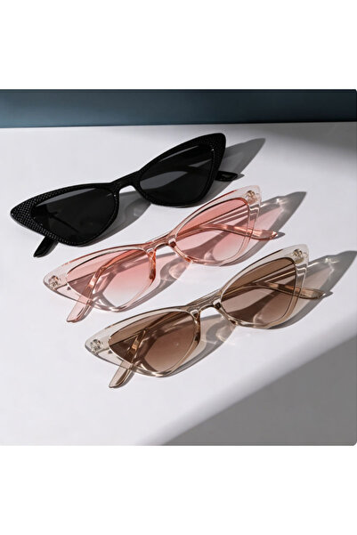 Choice black pink brown 3 Pairs Small Cat Eye Sunglasses for Women, Cute Skin...