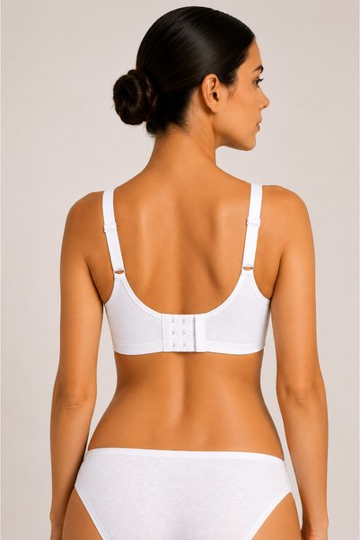 cicial Women's 2-Pack Cotton Seamless Nursing Bra (3 Cups) (White-Gray)