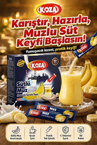 Koza Gurmelerin Seçimi Pratik Lezzet Sütlü Muz Aromalı Tek İçimlik Premium Mu...