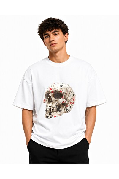 Inscriptie Tricou Unisex Bumbac Premium Casual " Craniu cu carti "