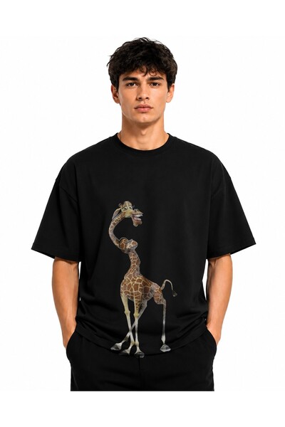 Inscriptie Tricou Unisex Bumbac Premium Casual " Girafa contosionista "