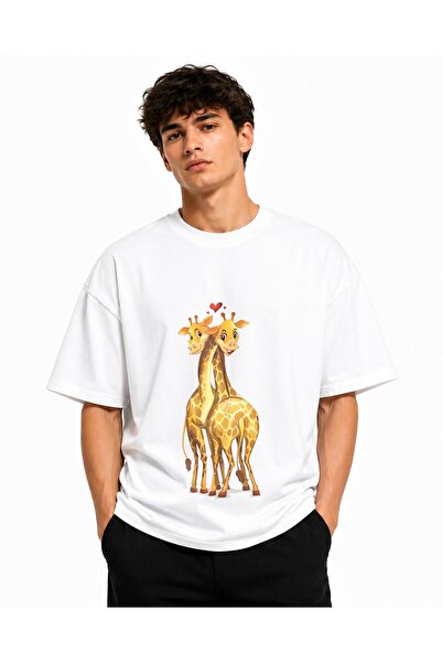Inscriptie Ουνισέξ Βαμβακερό T-shirt Υψηλής Ποιότητας  "Καμηλοπάρδαλες ερωτευ...