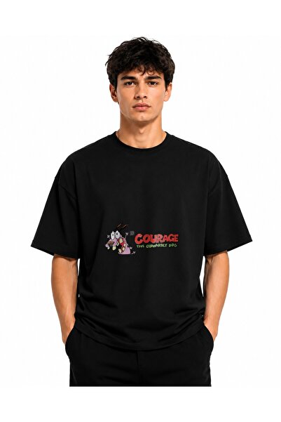 Inscriptie Tricou Unisex Bumbac Premium Casual " Courage the Cowardly Dog "