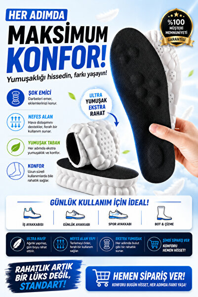 EUROSANTEX Ortopedik Tabanlık - Şok Emici, Ark ve Topuk Destekli Siyah Günlük...
