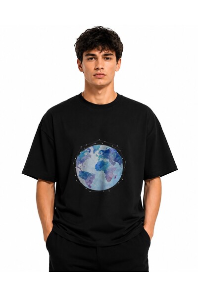 Inscriptie Tricou Unisex Bumbac Premium Casual " Abstract globe "