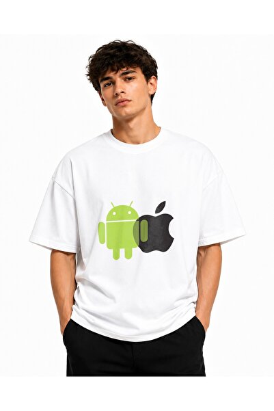 Inscriptie Unisex Premium Cotton Casual T-Shirt "IOS and Android logo"