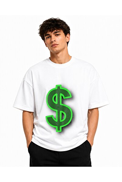 Inscriptie Tricou Unisex Bumbac Premium Casual " Simbol dolar verde "