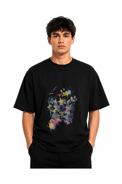 Inscriptie Tricou Unisex Bumbac Premium Casual " Glitter mexican skull "