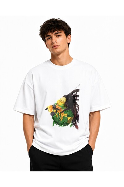 Inscriptie Tricou Unisex Bumbac Premium Casual " Bob Marley live "