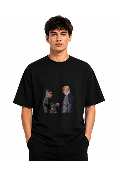 Inscriptie Tricou Unisex Bumbac Premium Casual " Donald Trump with friend Kim...