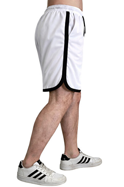 DEEPSENCE Beyaz Erkek Basketbol Futbol Çizgili Şort Fitness Spor Egzersizi Ko...