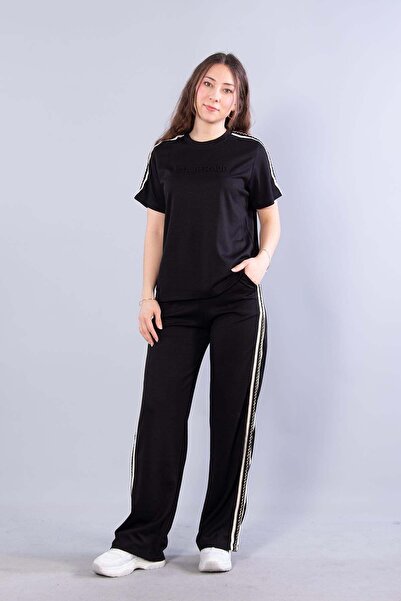 Mckanzie 26685 O Neck Rajp Rajp Striped Edges Short Sleeve Modal Set