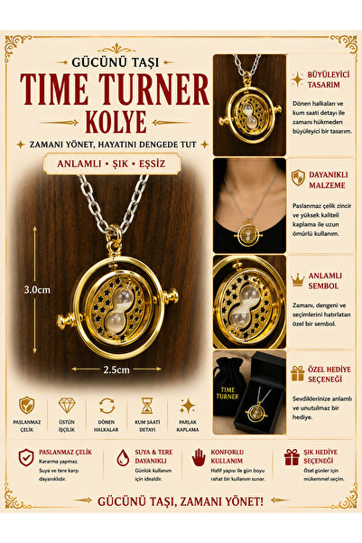 FG KONNİCHİWA Harry Potter Hermione Time Turner Glas Necklace Kolye Oyuncakla...