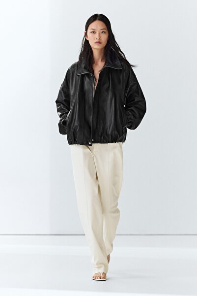 Massimo Dutti Napa deri bomber ceket