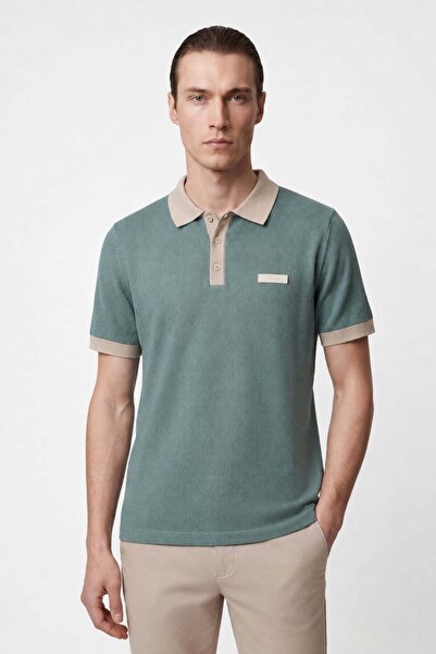 HAKKE Men's Polo T-Shirt with Contrast Collar and Sleeve Detail