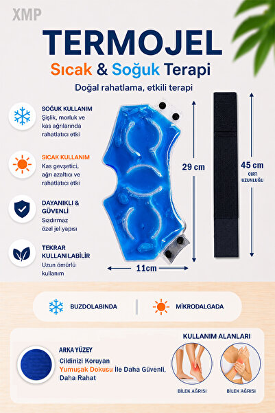 XMP Sıcak Soğuk Kompres Termojel 27cm X 12cm El Ve Ayak Bileği, Soğuk Buz Jel