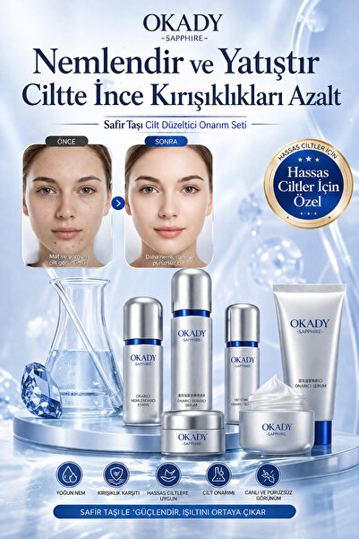 Mas Lord OKADY Sapphire Kırışıklık Karşıtı Nemlendirici Kore Cilt Bakım Seti