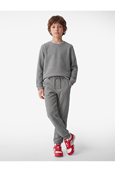 Koton Ribbed Waist Tied Basic Sweatpants with Pockets