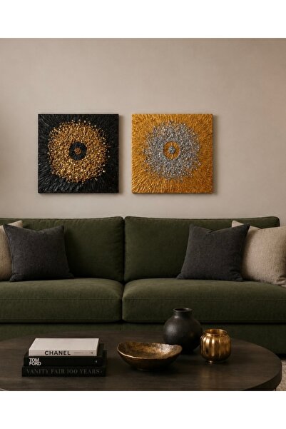 DOKU SANAT EVİ 3 BOYUTLU TAŞ DETAYLI RÖLYEF ALÇI TABLO