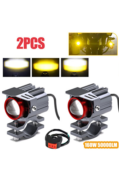 Choice3 2PCS Yellow White Heyword 160W 50000LM Motorcycle light For Motorbike...