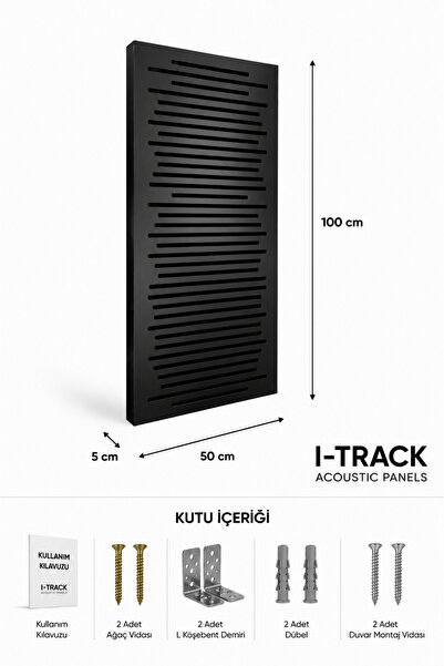 50*100cm Ahşap Difüzör Akustik Panel Siyah