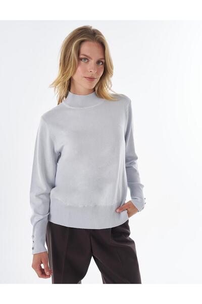 Kayra Basic Viscose Knitwear Sweater Light Blue