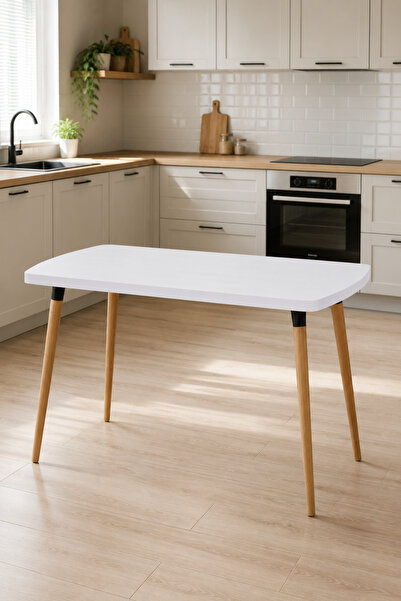 VİLİNZE Argos Sabit Mdf Beyaz Mutfak Masası - 70x120 cm