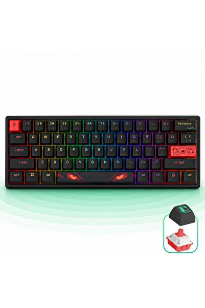 Timebox Tastatură mecanică de gaming, iluminare din spate neagră 60%, comutat...